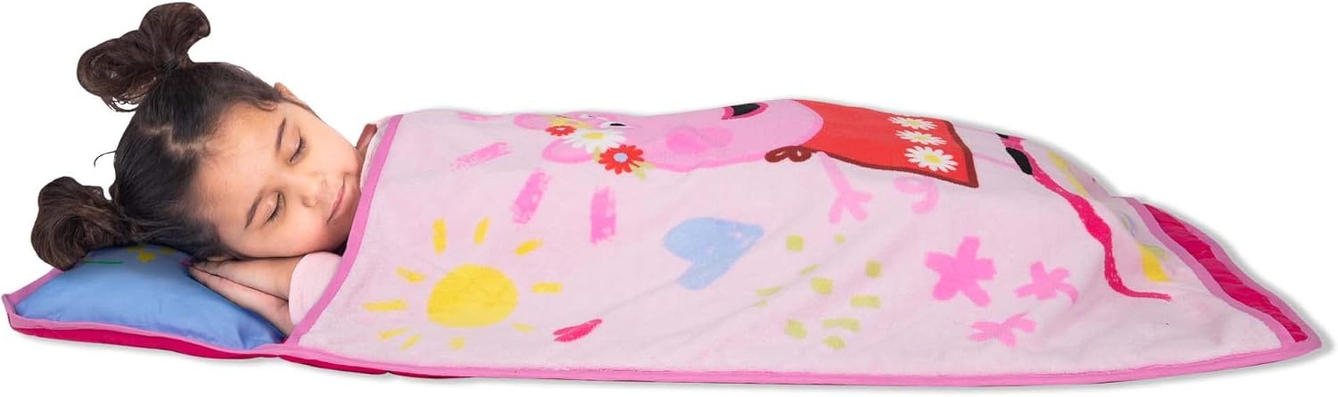 Peppa Pig I'M Just so Happy Toddler Nap-Mat - Includes Pillow and Fleece Blanket &ndash; Great for Girls or Boys Napping during Daycare or Preschool - Fits Toddlers image number 1