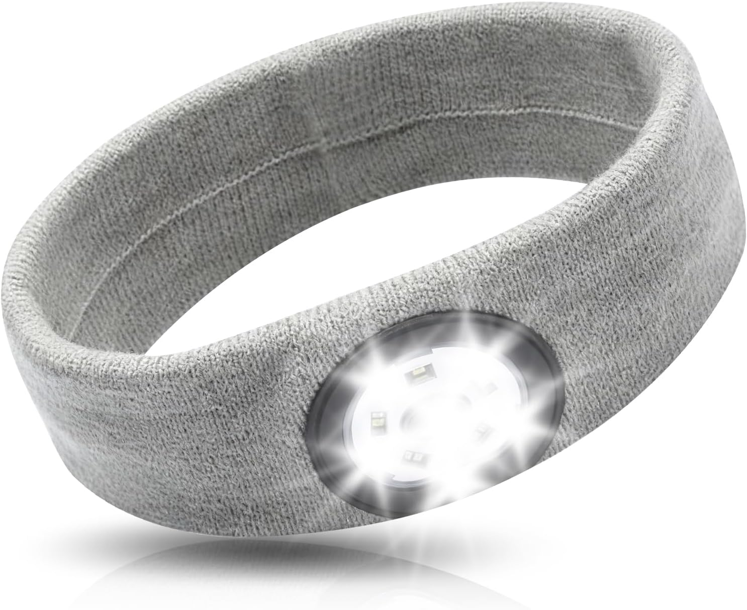 Yuraigm LED Illuminated Headband, Rechargeable USB Running Headbands with Light, Extremely Bright 5 LED Lamp, Winter Warm Headlamp with 3-Level Brightness for Men and Women, Gifts (Grey) image number 5