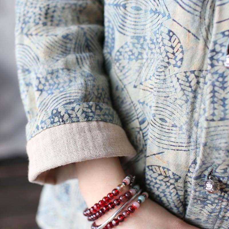 Women'S Vintage Batwing Sleeve Cotton Ethnic Loose Fit round Neck Long Sleeve Spring Tops image number 1