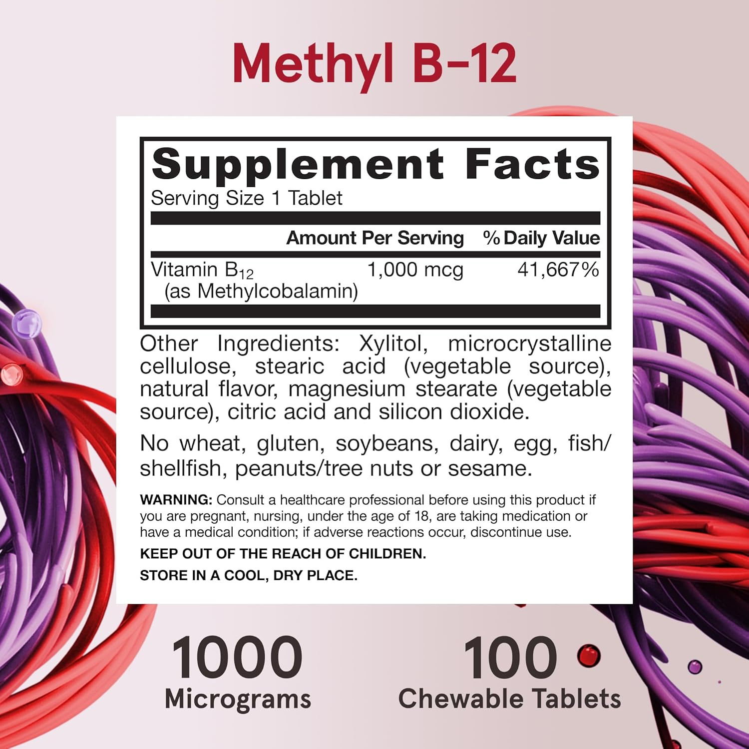 Jarrow Formulas Methylcobalamin (Methyl B12), Supports Brain Cells and Nerve Tissue, 1000 Mcg, 100 Lozenges image number 1