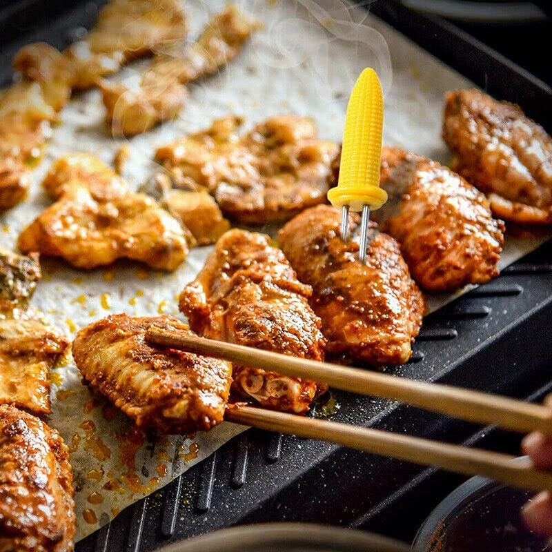 10X Corn Cob Holders, Corn on the Cob Skewers, Stainless Steel Corn Fork Prong Skewers Barbecue Fork Fruit Holder BBQ Kitchen Accessories Home Cooking Fork