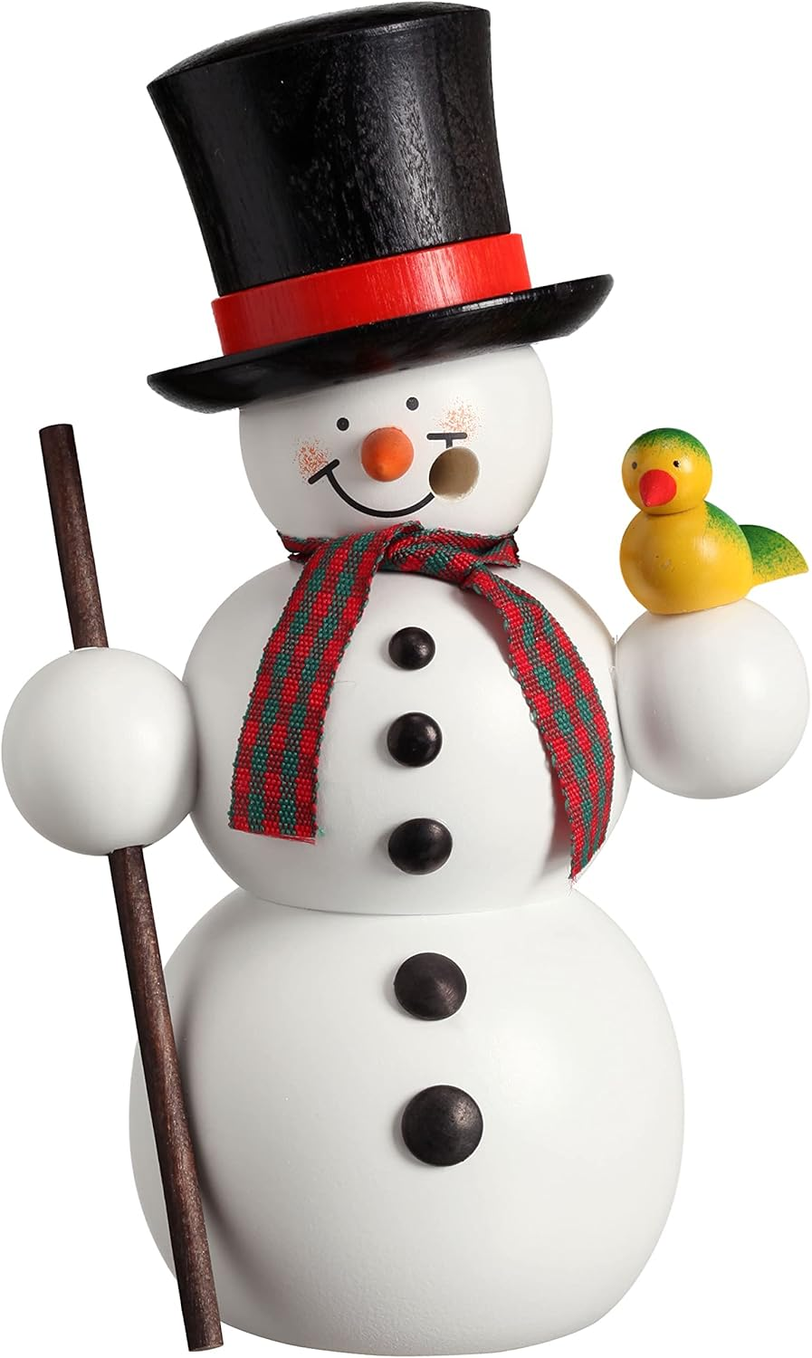Seiffener Volkskunst German Incense Smoker Snowman with Bird, Height 15 Cm / 6 Inch, Original Erzgebirge by Seiffener Volkskunst SV 12213