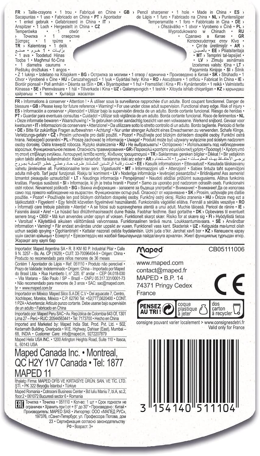 Maped Globe 1 Hole Pencil Sharpener (034751TA) image number 3