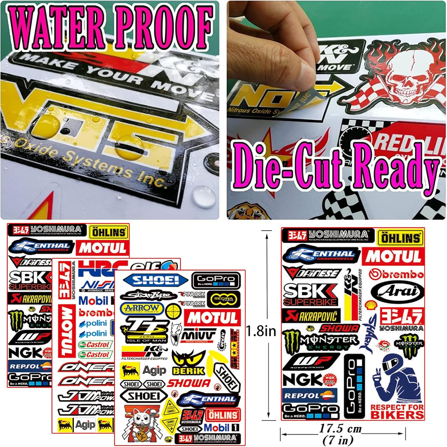 PANYI 3 Pack Motorcycle Sticker, Racing Style, Fox Pattern, Waterproof, Glossy Finish, Suitable for Motorcycles, Cars, Helmets Etc image number 3