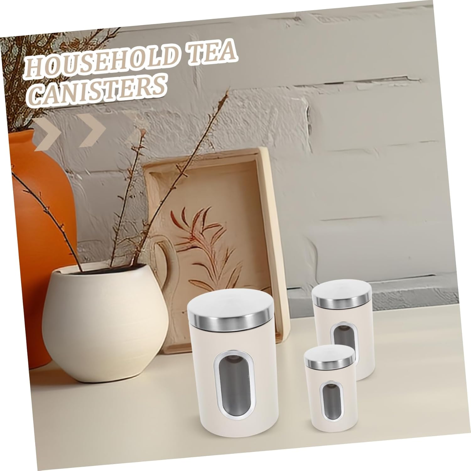 MAGICLULU Airtight Stainless Steel Tea Canisters Set, 3Pcs Loose Tea Leaf Organizer with Lids, Food Storage Jars for Coffee Beans and Kitchen Pantry, Small Metal Storage Containers for Home Use image number 1