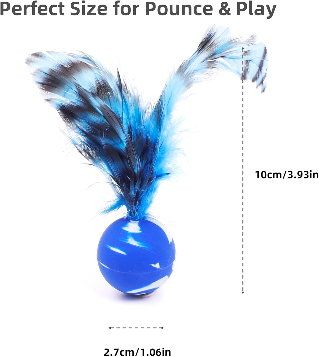 ZAYLUMO Cat Feather Bounce Balls - 5 Pack Interactive Cat Toys with Natural Feathers, Rubber Bouncing Balls for Indoor Cats, Fun Exercise & Hunting Instinct Stimulation, Assorted Colors image number 2