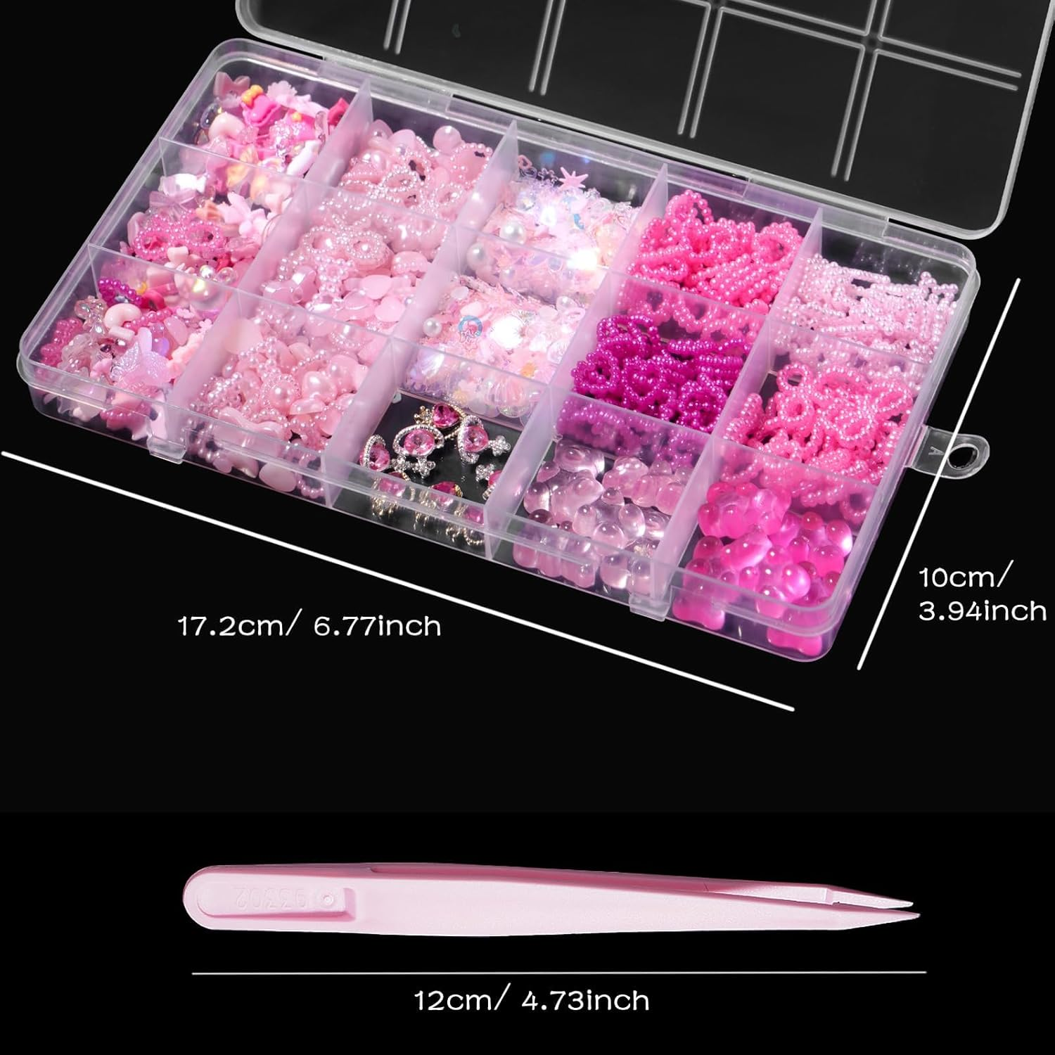 3D Assorted Pearls Gems Nail Charms Alloy Sequin Heart Star Bows Pearls Planet Nail Charms Butterfly Bow Bear Nail Charms for Manicure DIY Crafts Jewel Accessories image number 5