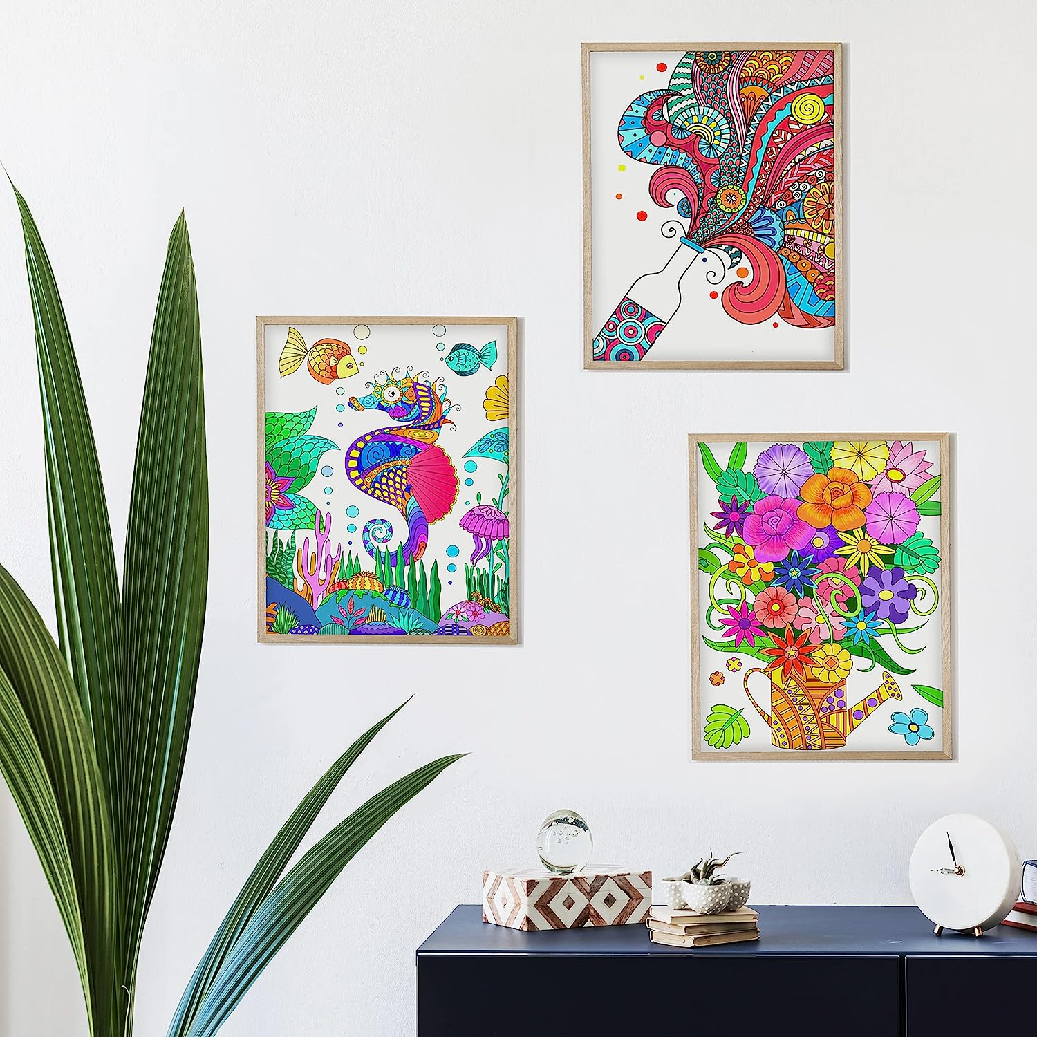 Elfew 3 Pack Adult Colouring Book for Adults Relaxation, A4 Colouring Books 60 Pages, Stress Relief Adult Coloring Book Include Mandalas Animal and Other Designs Adult Colouring Books for Women image number 6