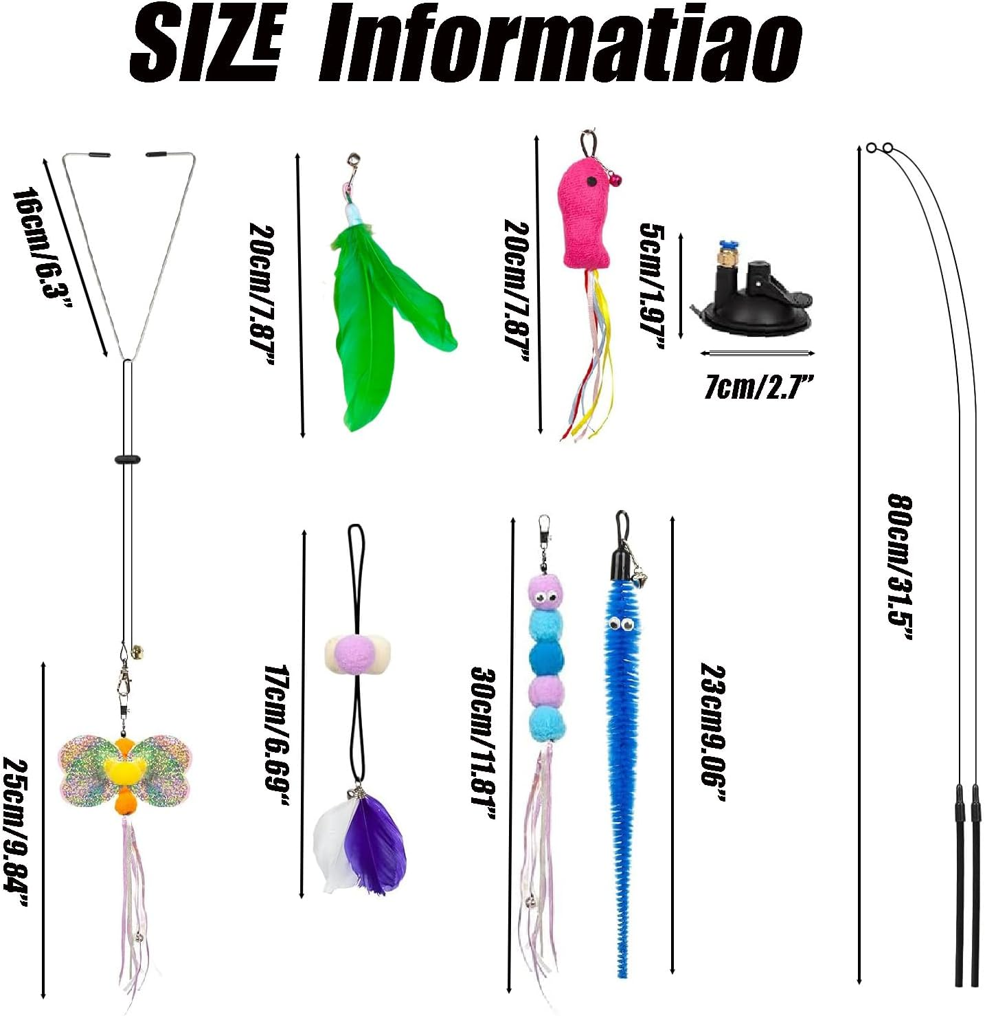 Wzenclave 12 Pack 4-In-1 Interactive Cat Toys for Indoor Cats & Kittens - Feather Teaser Wand with Suction Cup, Triangle & Adhesive Hooks, Fun Exercise Toys for Cats & Puppies image number 6