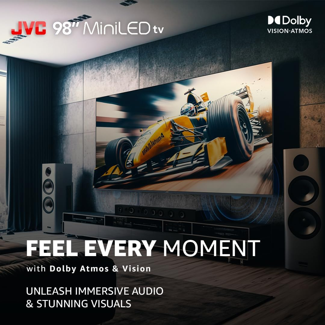 JVC 98 Inch UHD 4K Miniled Smart Android TV | Ultra-Thin Bezels with Metal Frame | 120Hz & MEMC | Chromecast & Google Assistant | Dolby Vision & Atmos | Netflix, Youtube, Prime & More | AV-J987145A image number 2