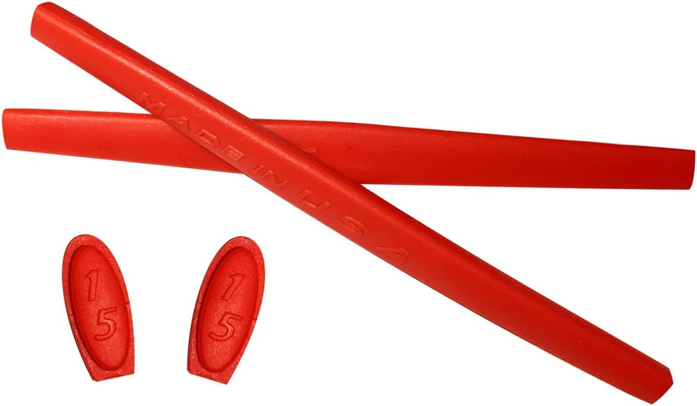 HKUCO Replacement Silicone Leg Set for Oakley X Metal XX Ear Socks Rubber Kit - Red/Blue/Black, Red/Blue/Black image number 2