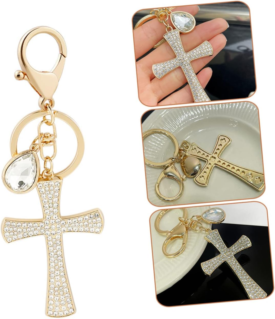 Amosfun Handmade Cross Keyring Cool Keychain for Bag Pendant Decorative and Practical image number 1