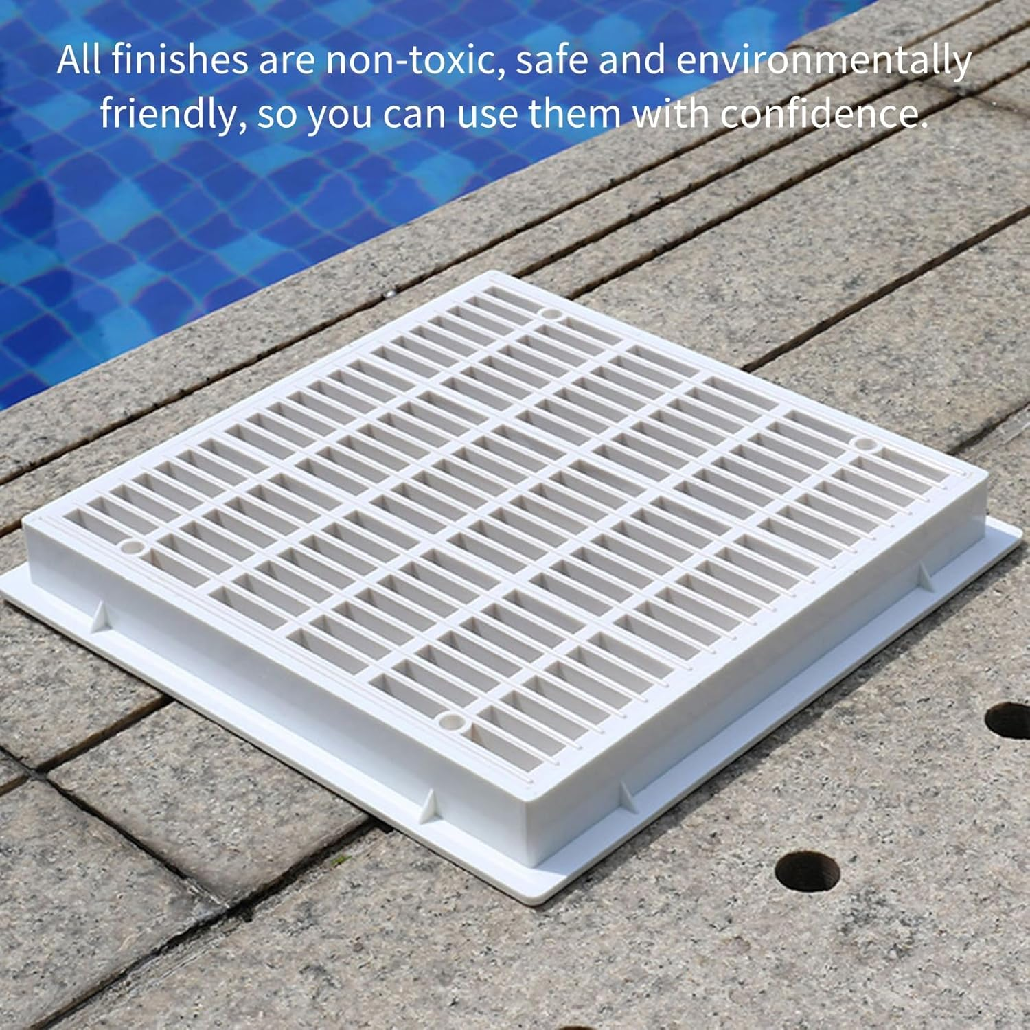 30 X 30Cm Swimming Pool Square Main Drain Cover, Plate Floor Drain Cover, Simple Easy to Use Beautiful Practical, Suitable Swimming Pools Massage Spa Pools, Universal Square Pool Drain Cover
