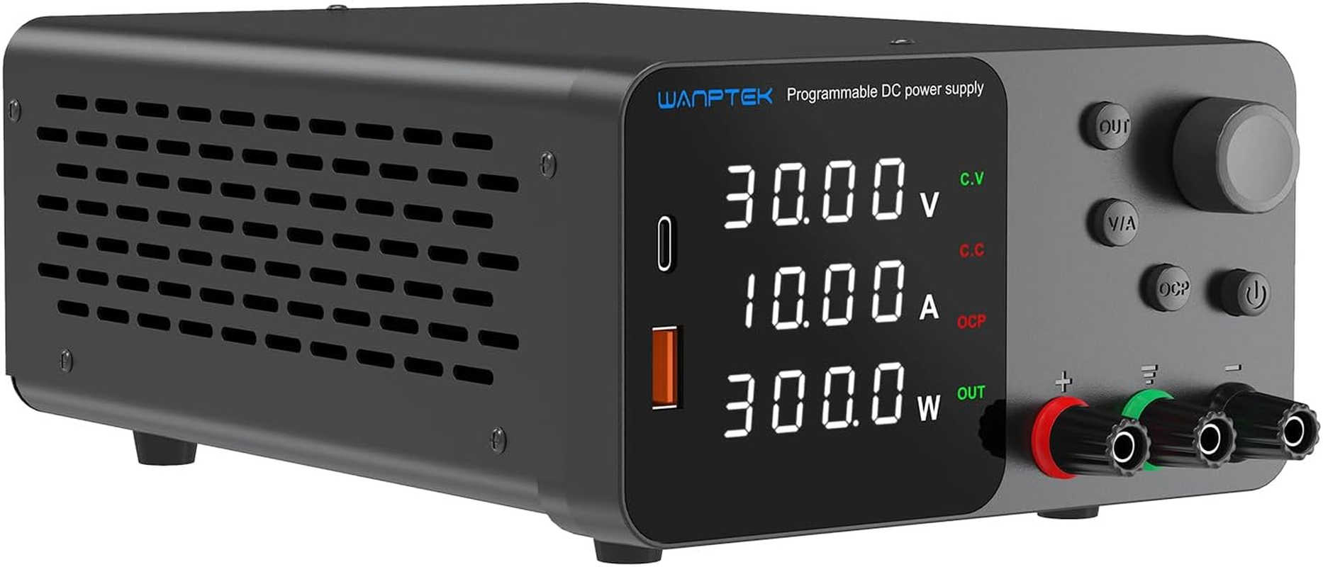 Domary Variable DC Power Supply 30V 10A Bench Power Supply with 4-Digits LED Display Adjustable Switching Power Supply with Encoder Adjustment Knob Output Enable/Disable Button image number 3