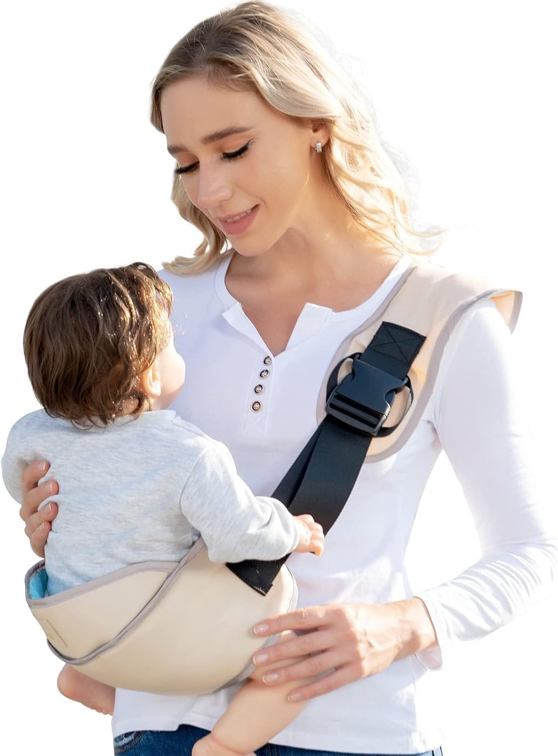 Toddler Sling Carrier Lightweight Baby Carrier Sling Baby Hip Carrier with Hip Seat Carrier for Toddler, Baby Sling Carrier Toddler Carrier Slings Carrying 10-60 Lbs (Beige) image number 2