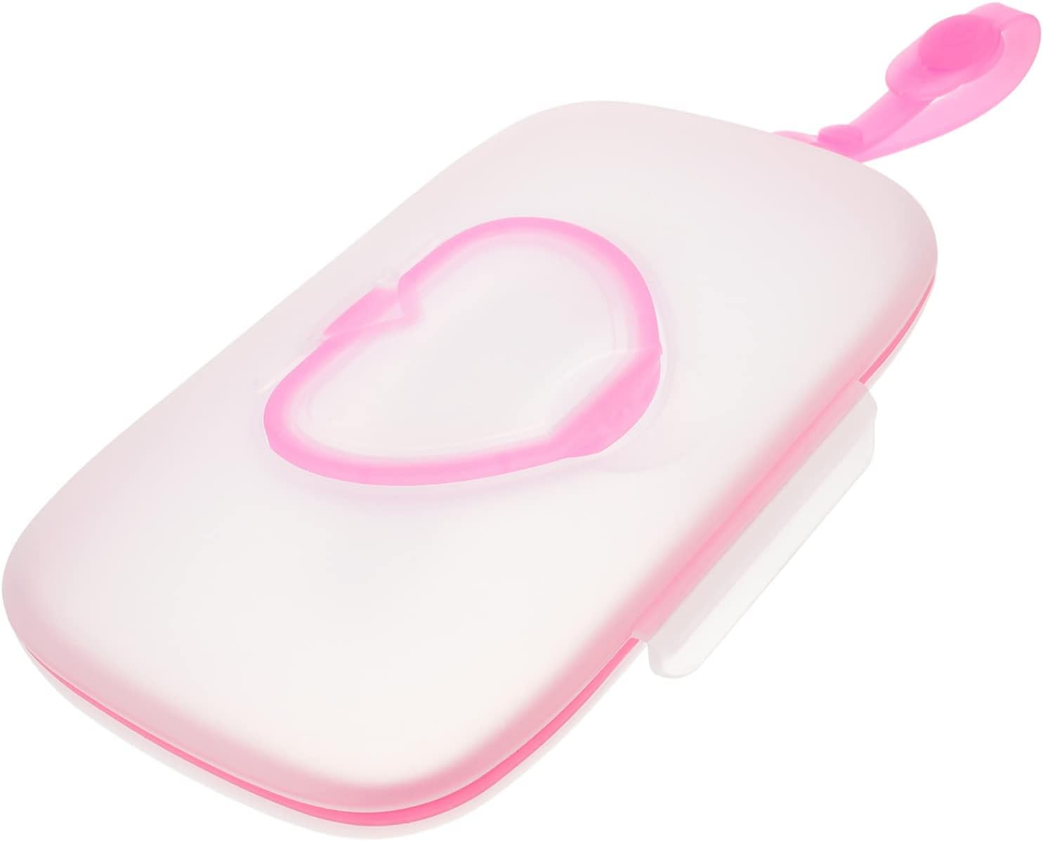 Portable Baby Wet Tissue Box Hanging Case Lid, White and Pink Wet Wipes Holder for Outdoor Travel, Infant Hand and Mouth Wipes Storage image number 1
