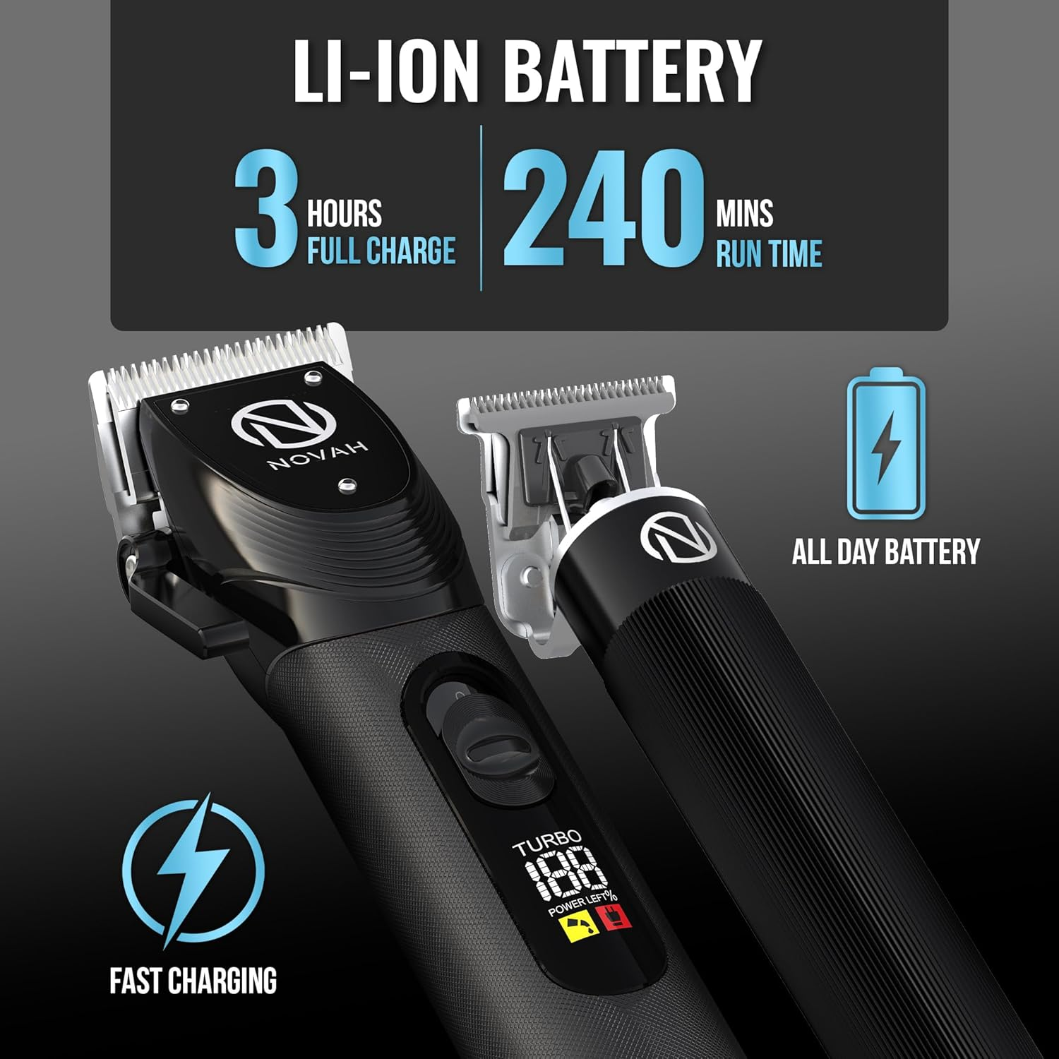 Novah Professional Hair Clippers for Men, Professional Barber Clippers and Trimmer Set, Mens Cordless Clipper, Fade Haircut Kit, Electric Hair Cut Machines image number 3