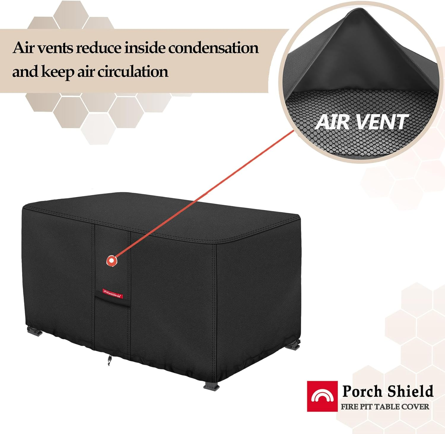 Porch Shield Patio Fire Pit Cover - Waterproof 600D Outdoor Rectangular Fire Table Cover Deck Box Protector - 48 X 28 Inch, Black image number 5