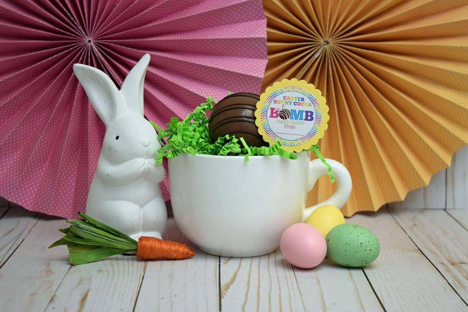 Easter Bunny Cocoa Bomb Bunny Ears Themed Happy Easter Hot Cocoa Bomb Sticker Labels, Total of 40 2" Circle Stickers (20 Sets of 2) by Amandacreation image number 2