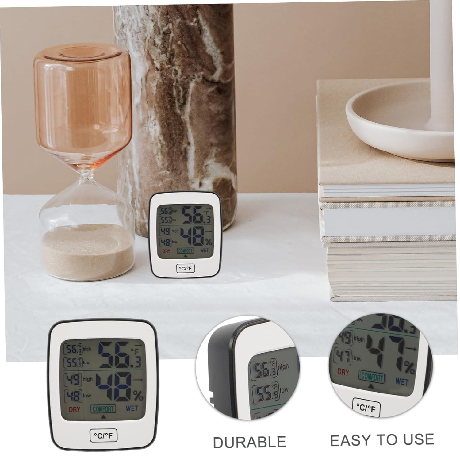 POPETPOP Large Screen Digital Thermometer Hygrometer with Backlight Accurate Indoor Temperature and Humidity Gauge for Home Office Greenhouse Laboratory and Hospital Use Thermohygrometer image number 1