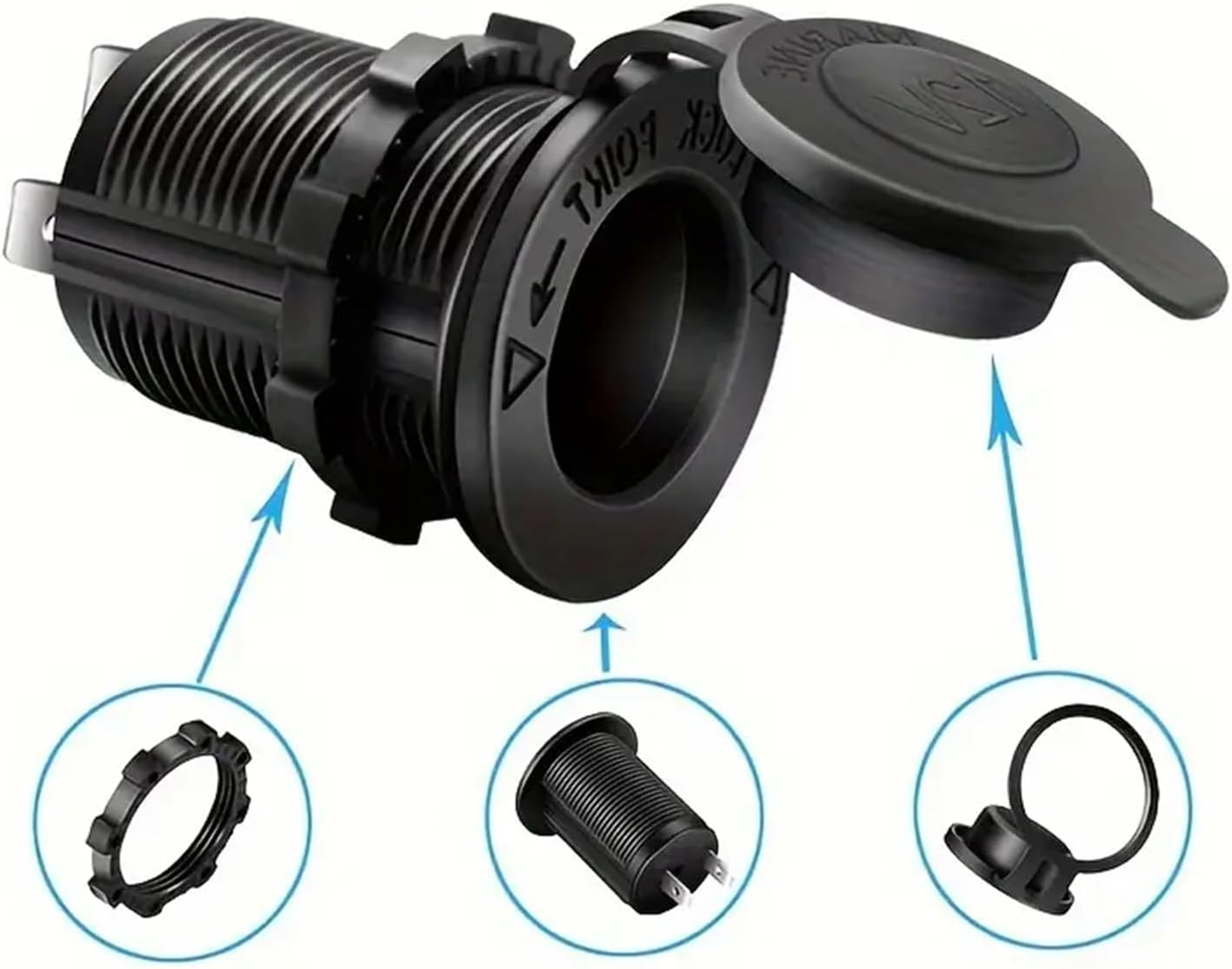 MAEZOE 12V Cigarette Lighter Socket, 3-Pack Car Marine Motorcycle ATV RV Lighter Socket Power Outlet Socket Replacement Waterproof Plug image number 4