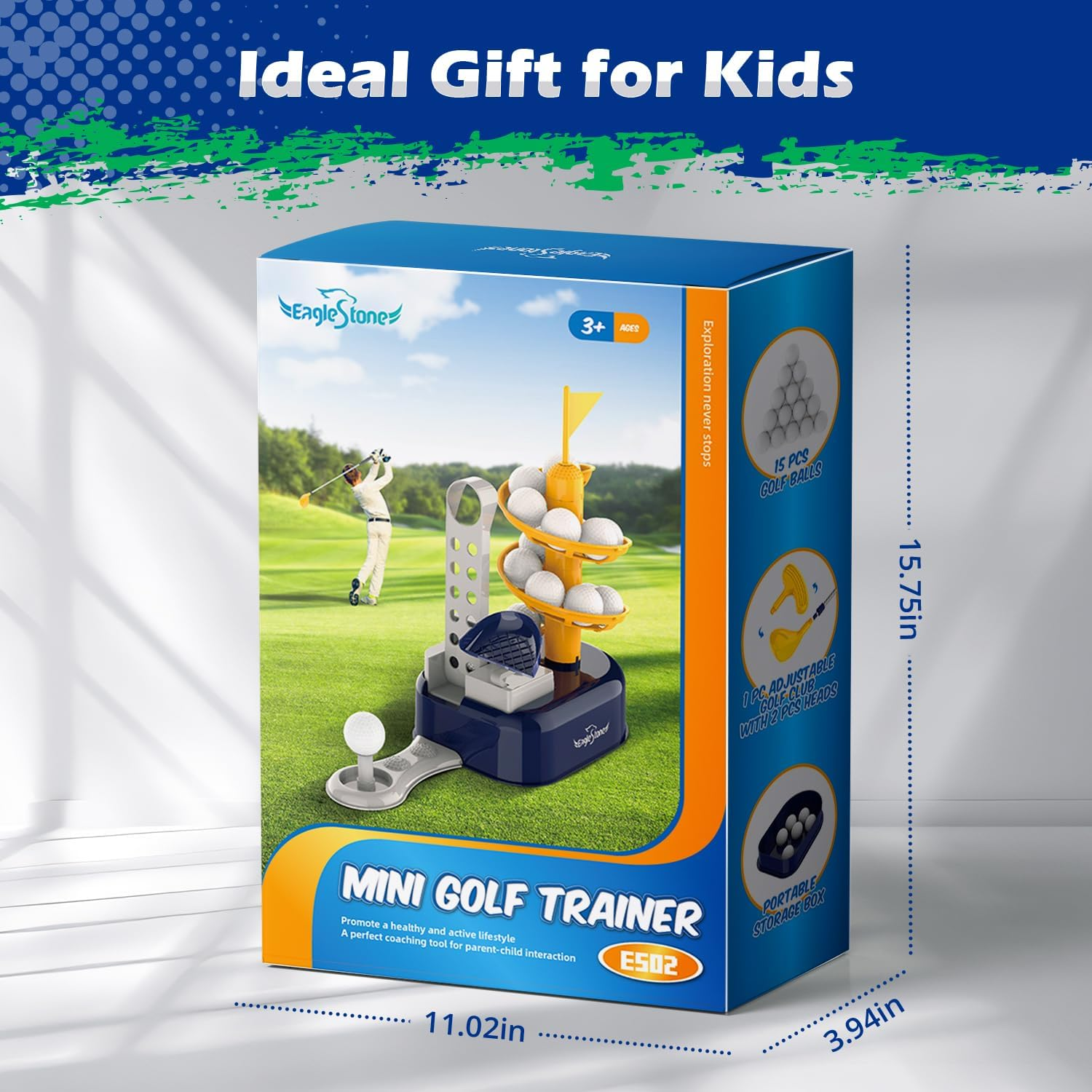 Eagle Stone Kids Golf Toys Set Outdoor Lawn Sport Toy with 15Pcs Training Golf Balls & Clubs Equipment, Indoor Exercise Game, Portable outside Yard Active Gifts for 3 4 5 6 7 8 Year Olds Boys Girls image number 4