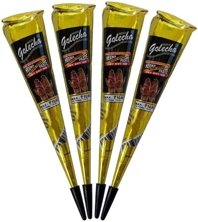 4 X FADEDA Golecha Magic Fast Heena Cone Paste Cones (Black) No Mix, No PPD, 125 G (Black) Deezee by Golecha image number 1