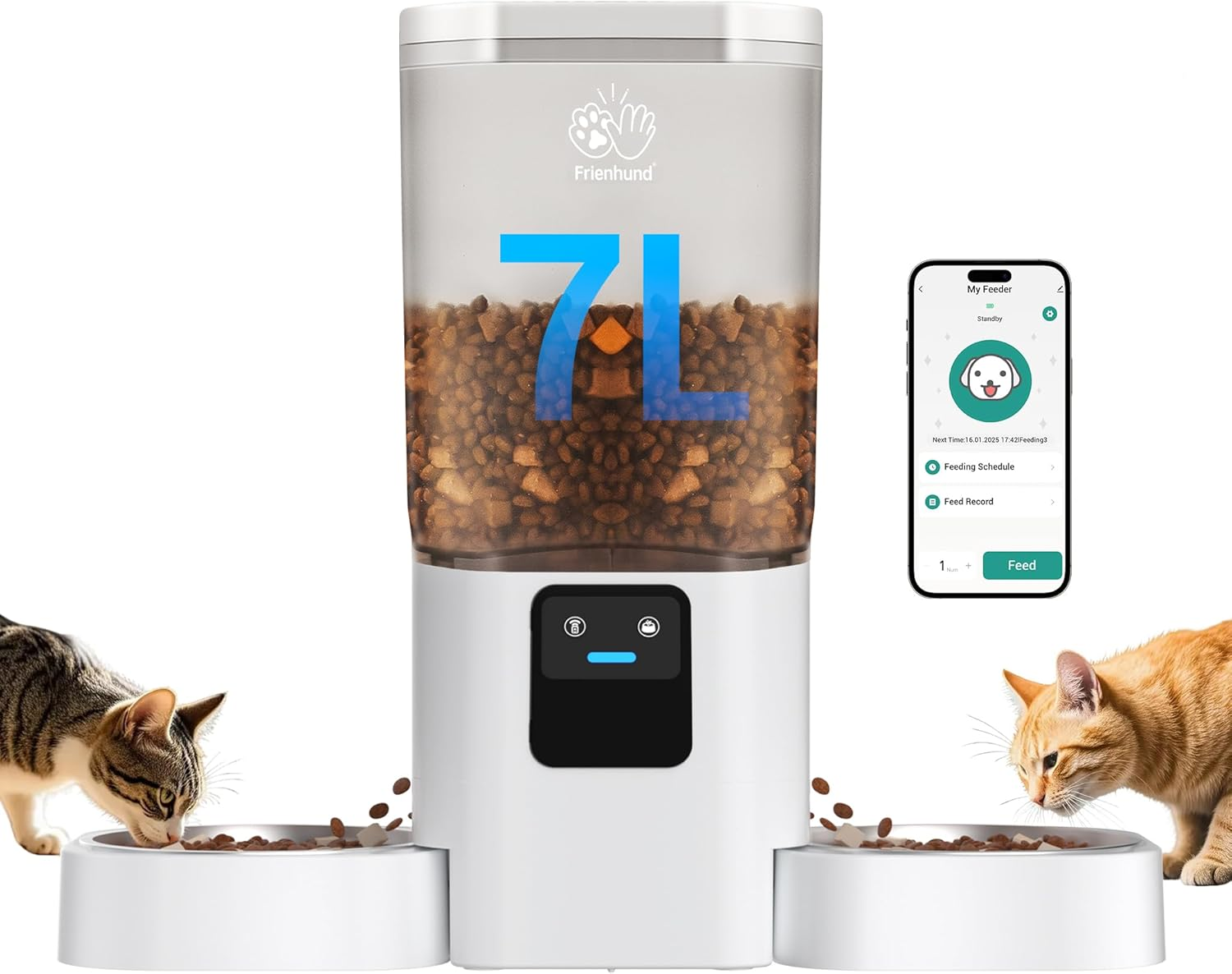 Automatic Cat Feeder with Slow Feed for 2 Cats: 5G Wifi Automatic Dog Feeder with 7L Large Cat Food Storage Container, Cat Food Dispenser with Alexa for Multiple Pets,Detachable for Easy Clean -29 Cup image number 6