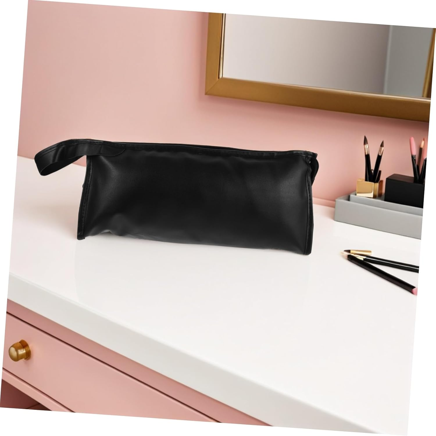 Hair Dryer Storage Bag Blow Dryer Hair Tool Case Travel Organizer Pu Black image number 6