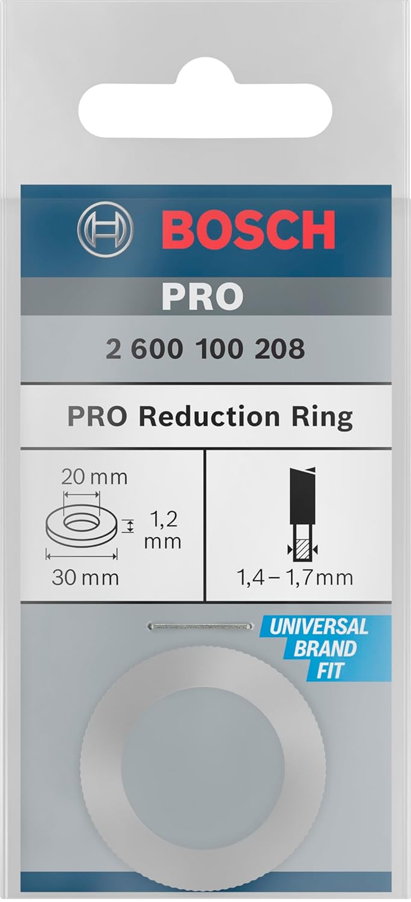Bosch Professional 2600100208 Reduction Ring for Circular Saw Blades 30 X 20 X 1,2 Mm, Silver/White image number 6