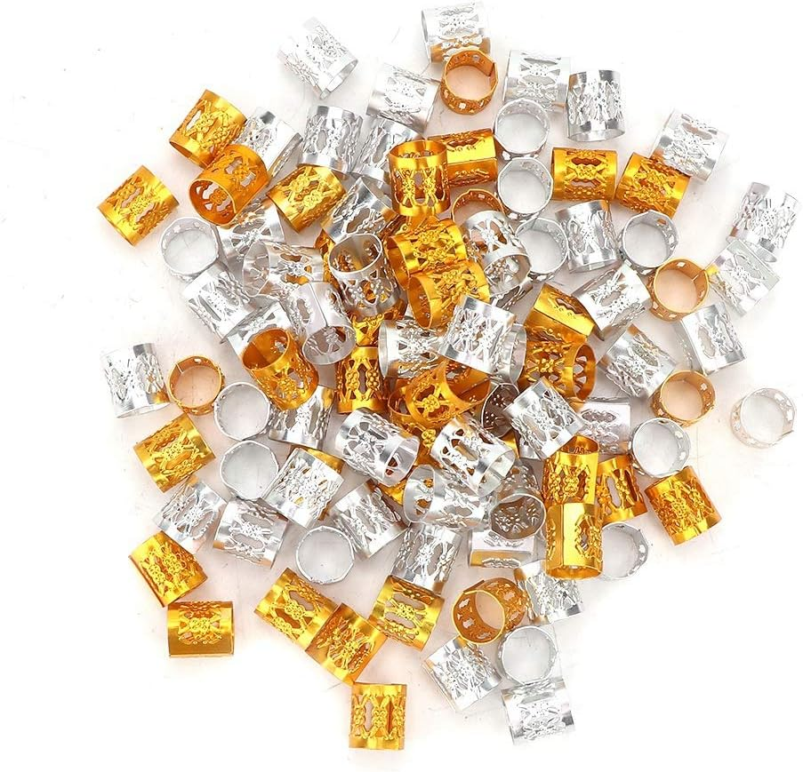 Hair Braid Cuff, Dreadlocks Beads Rings Cuffs Decoration Wig Accessories Metal for Women Girls Braiding and Hairstyles DIY Styling Jewelry Decorations Colorful Silver Gold(Color)