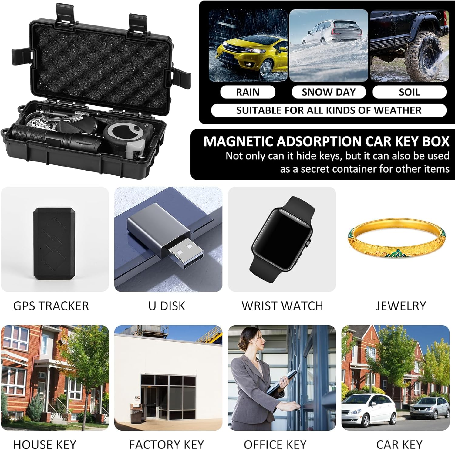 Magnetic Key Box under Car Vehicles, Hide a Key Magnetic under Car Key Holder Spare Key Hider, Waterproof Hidden Key Holder Case for Outdoor Travel, Magnet Key Box under Car image number 6