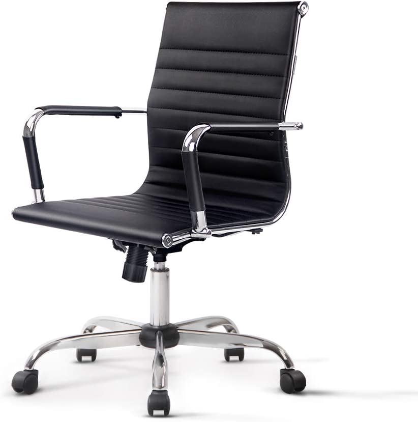 Artiss Ergonomic Office Chair Fabric Computer Desk Chairs with Tilt Adjustment and Adjustable Seat Height, with Mid Back and 360&deg;-Swivel Seating Black for Gaming Room Executive Home image number 3