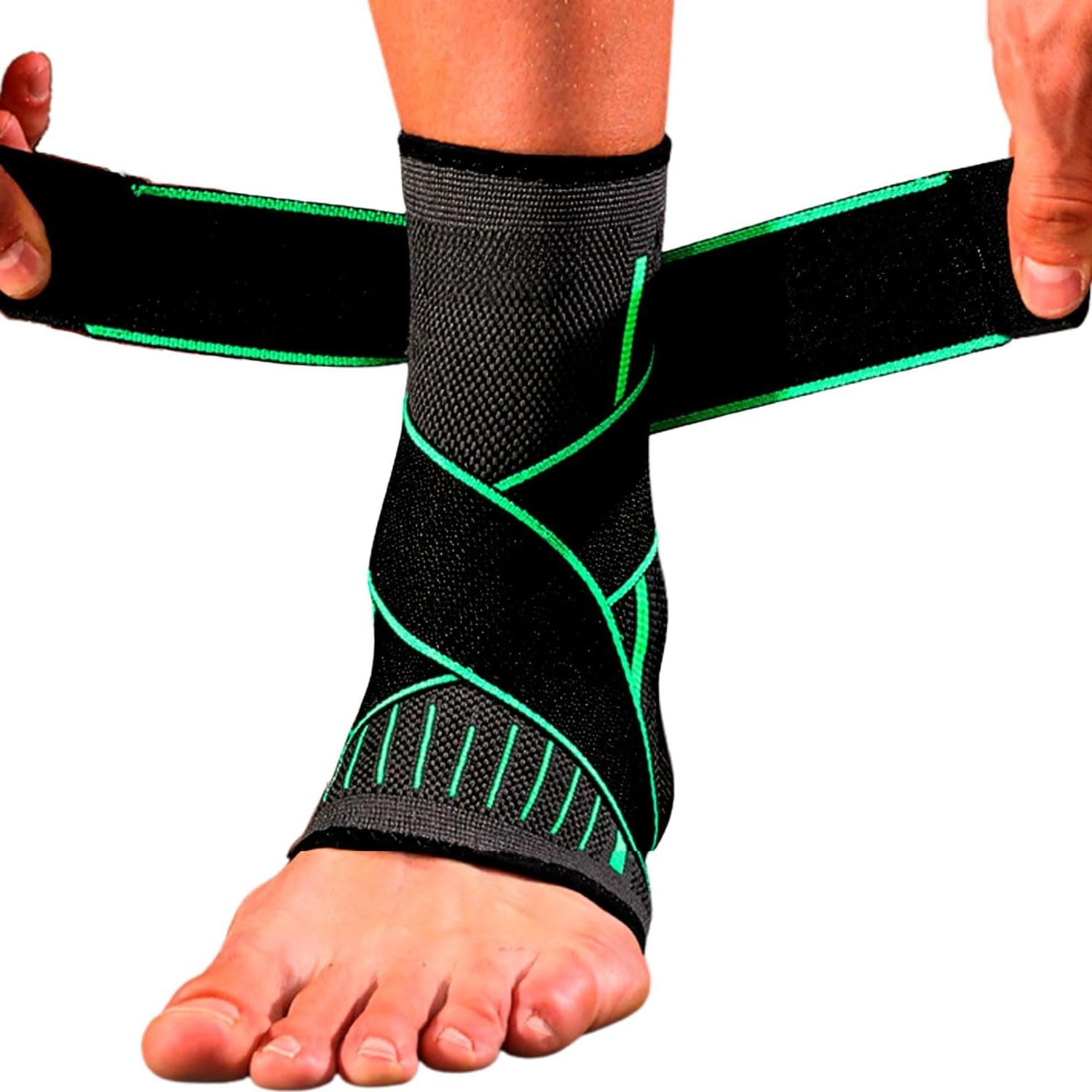 Adjustable Ankle Support Brace - Compression Sleeve for Sprains, Plantar Fasciitis, Achilles Tendonitis & Ligament Injuries, Breathable Foot Brace for Men & Women (2 Pcs L) image number 1