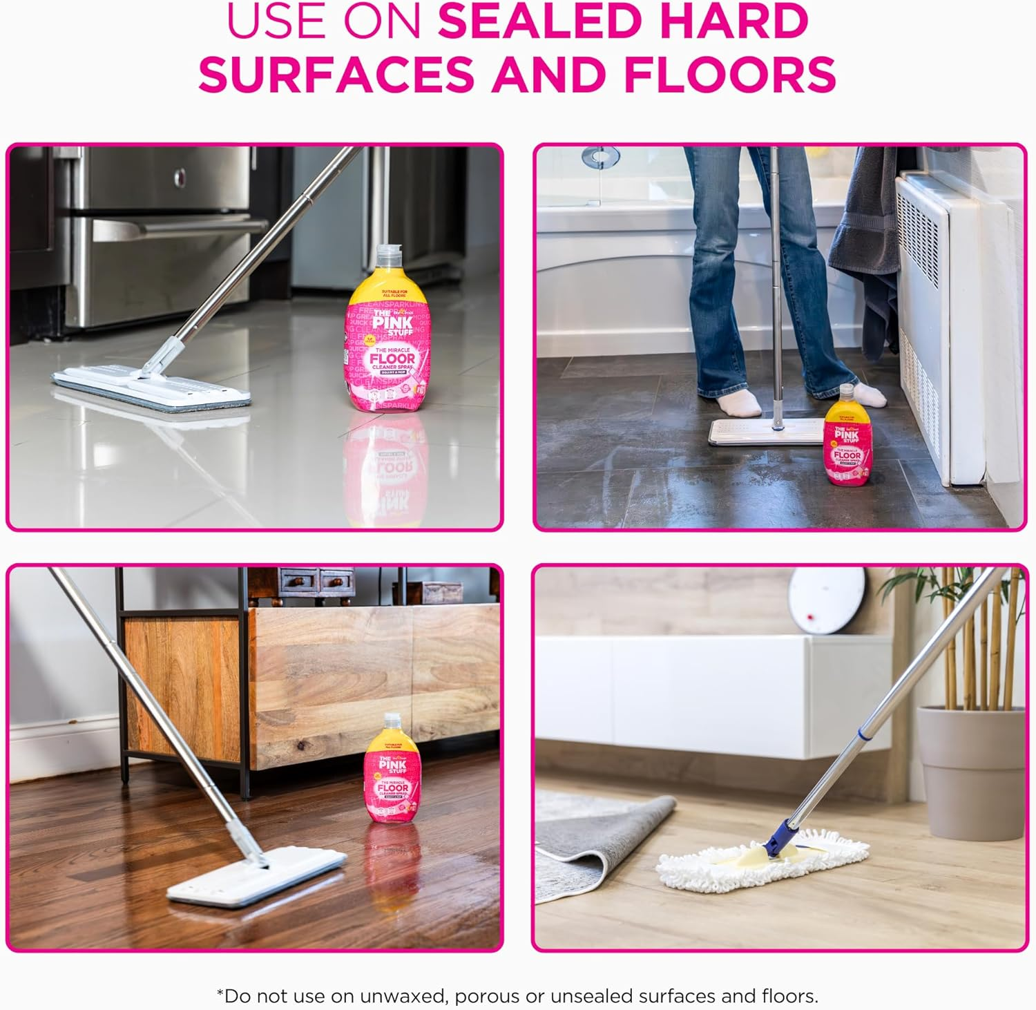 The Pink Stuff Miracle Floor Cleaner Spray (750Ml) - No Bucket or Water Needed - Spray Floor and Mop Clean - Vegan Friendly image number 5