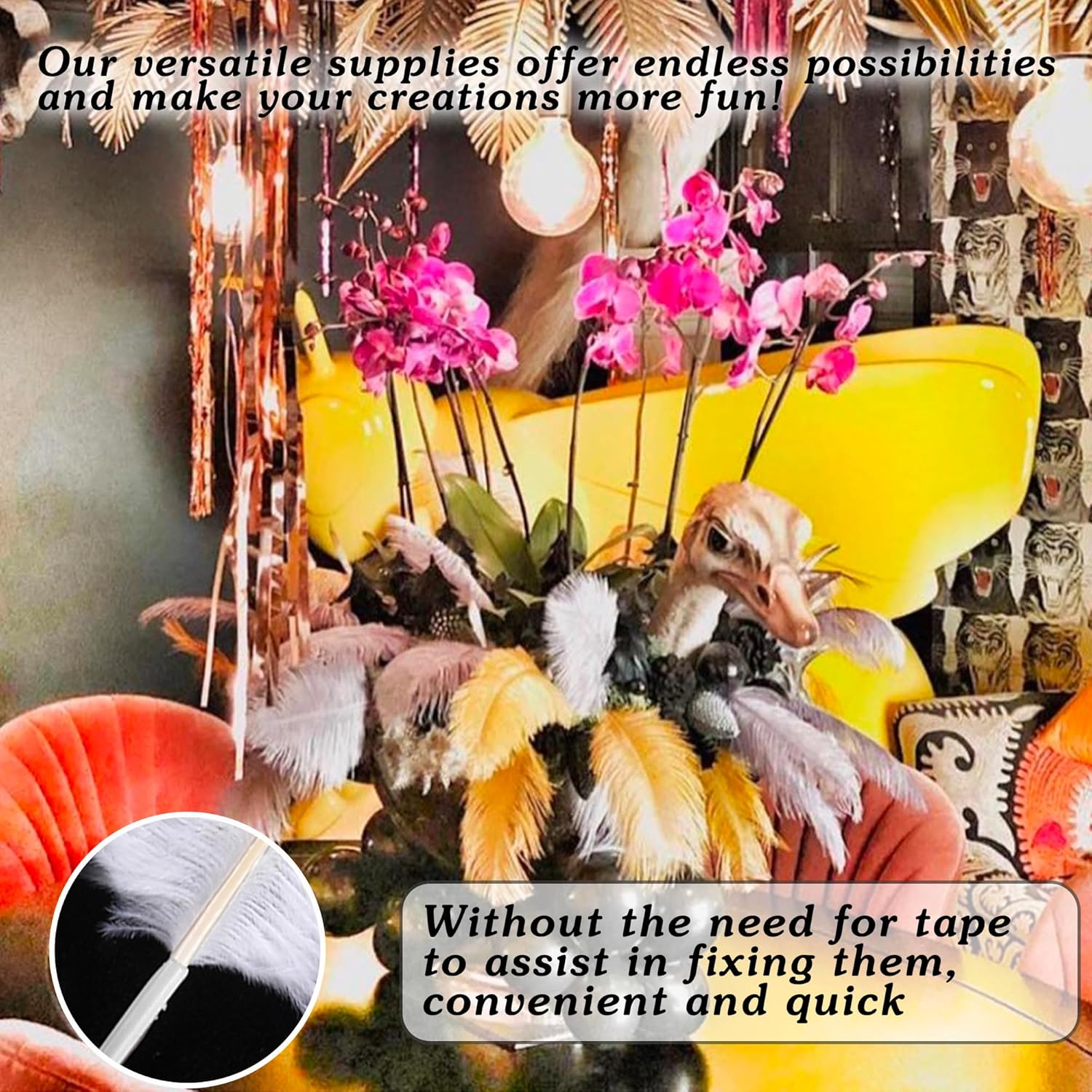 SOGUGOM Black Craft Ostrich Feathers - 30PCS Total Length 9-11 Inch Ostrich Feathers Kit for Centerpieces, Kindergarten Crafts, Dream Catchers and DIY Projects(Black) image number 4