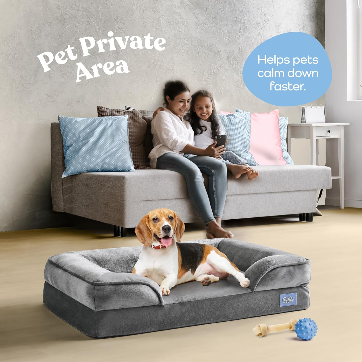 Orthopedic Sofa Dog Bed - Ultra Comfortable Dog Bed for Medium Dogs - Breathable & Waterproof Pet Bed- Egg Foam Sofa Bed with Extra Head and Neck Support - Removable Washable Cover with Nonslip Bottom image number 1