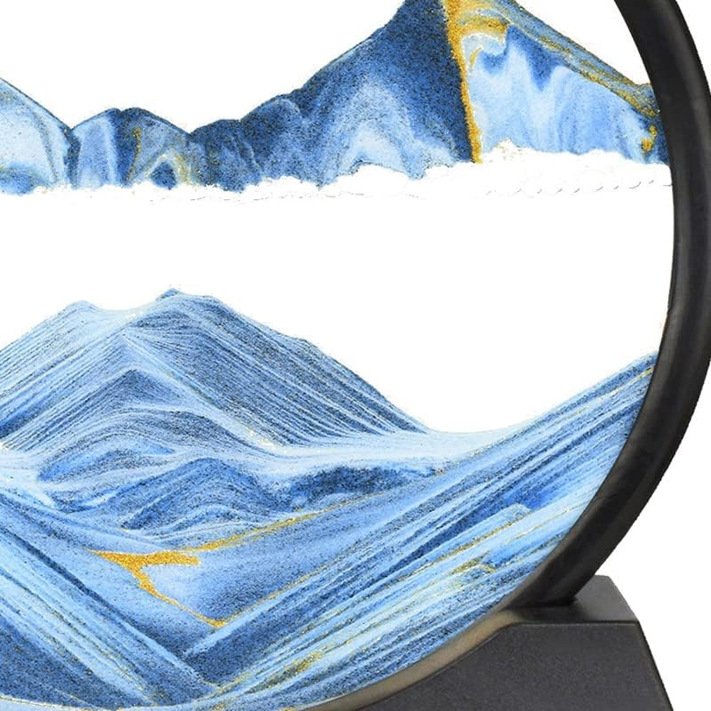 Moving Sand Art Picture round Glass Quicksand Painting 3D Deep Sea Sandscape, Decorative Artwork, 7.09X7.48 Inches - Green image number 4