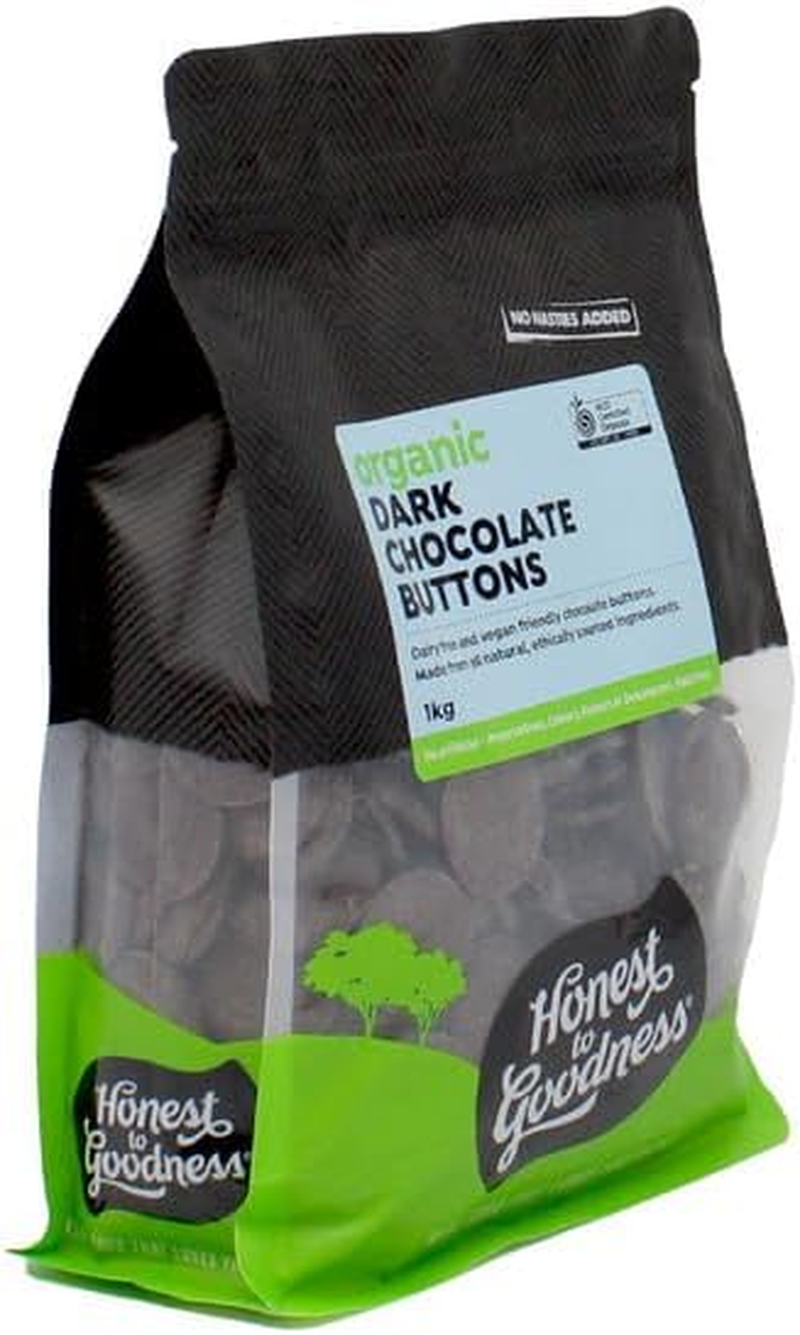 Honest to Goodness, Organic Dark Chocolate Buttons, 1KG - Enjoy the Rich Smooth Flavour and Aroma of 70% Organic Cacao. Ideal for Quick Melting. Dairy-Free, Vegan. image number 6