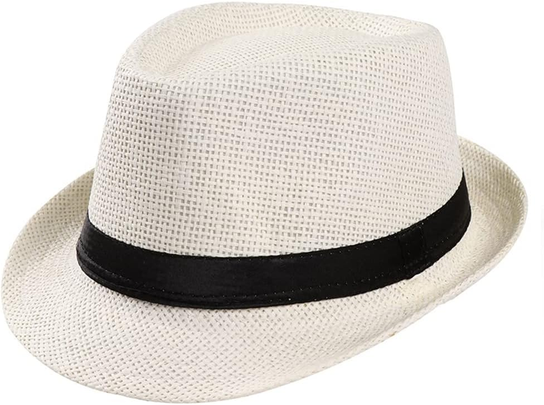 BIGTEDDY Unisex Hat Men Women for Fedora Trilby Wide Brim Straw Cap Beach Sun Gentleman Black
