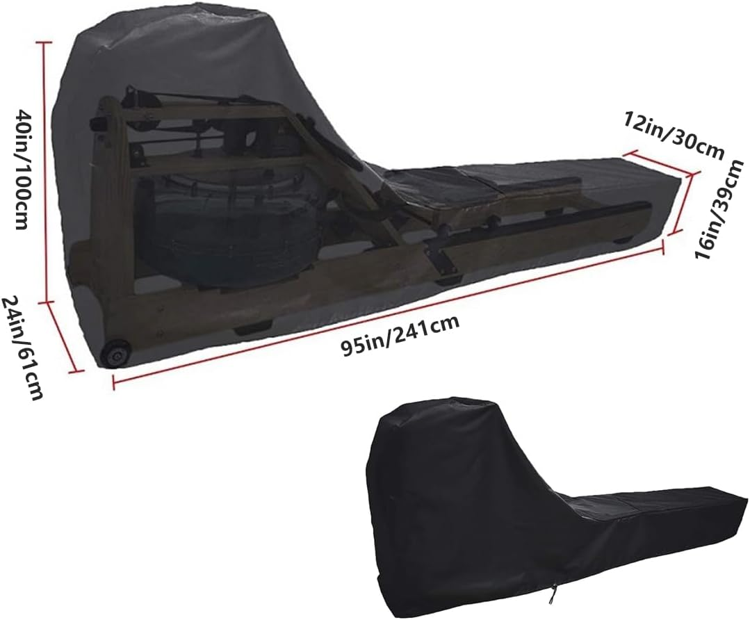 AIMALL 210D Oxford Water-Resistant Rowing Machine Cover, Uv-Resistant, Tear-Resistant, Fits Indoor & Outdoor Rowers, 95In Long, Drawstring Closure image number 1