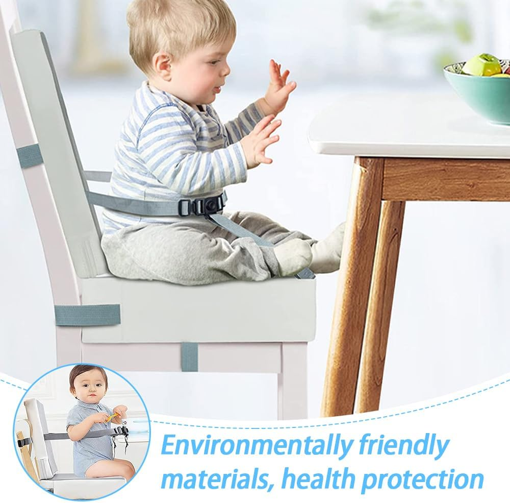 Portable Toddler Booster Seat,Increasing Booster Cushion,Adjustable Seat Belt,Removable Chair Booster,Seat Pad,Soft Seat Mat,For Dining,Learn,Camping,Play image number 1