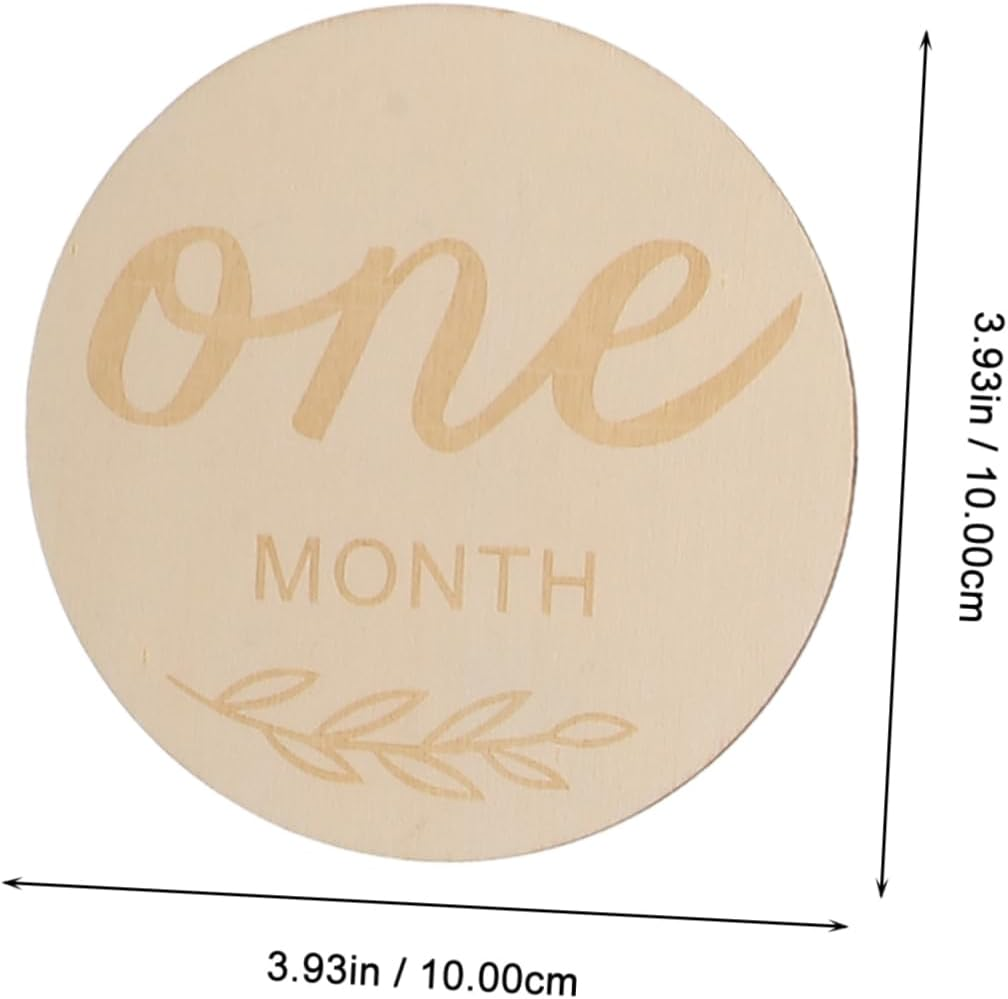 Gadpiparty 12Pcs Wooden Milestone Cards Set Single Sided Laser Engraved Monthly Signs for Newborn Photo Props Commemorative Growth Discs for Decorative Announcement and Keepsake image number 1