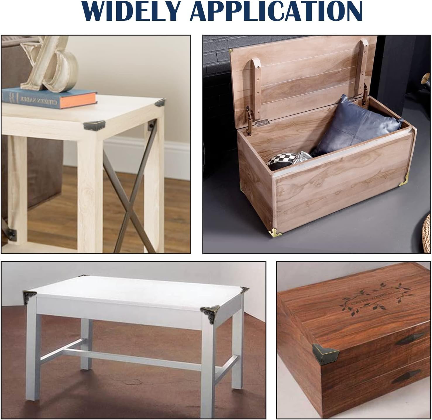 Piutouyar 48 Pcs Box Corner Protectors Metal Cabinet Corner Protectors Rattan Carved Edge Guards for Furniture Decorative with Mounting Screws, 1"X1"X1" Bronze image number 5