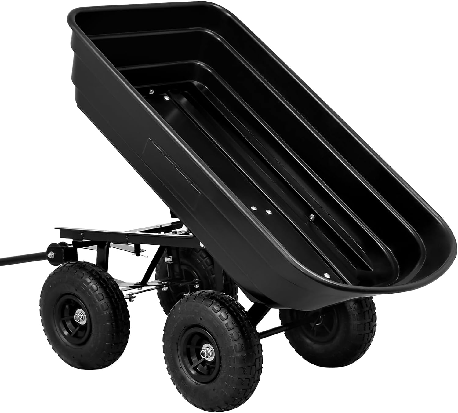 Oppsbuy 250KG Garden Cart Outdoor Dump Cart with Heavy Duty Steel Frame 10 Inch Pneumatic Tyres Black image number 2