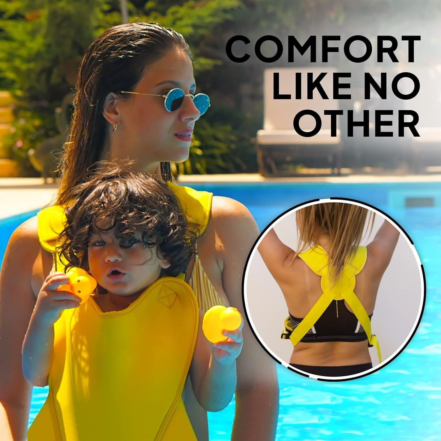 Baby Carrier - Innovative Carrier Seat for Water and Land - Waterproof Infant Chest Holder with Adjustable Straps, Lightweight Toddler Harness for Pool & Beach (Black) image number 4