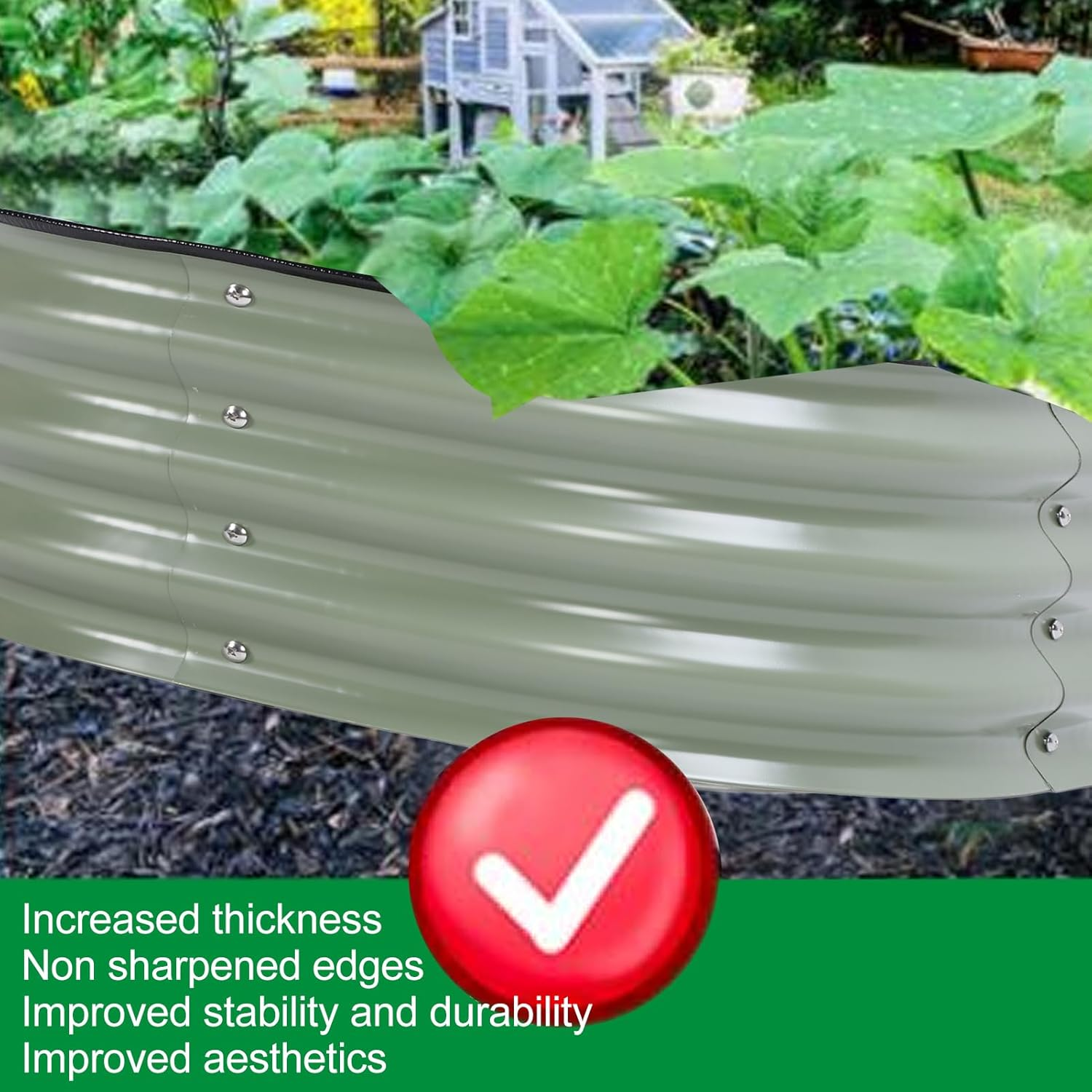 11' Tall Raised Garden Beds Outdoor for Gardening, round Raised Garden Bed Kit, Metal Raised Bed Planter Box for Vegetable, Flower, Fruits, 2.0 &times; 2.0 &times; 0.9 Ft, Open Bottom (Light image number 3