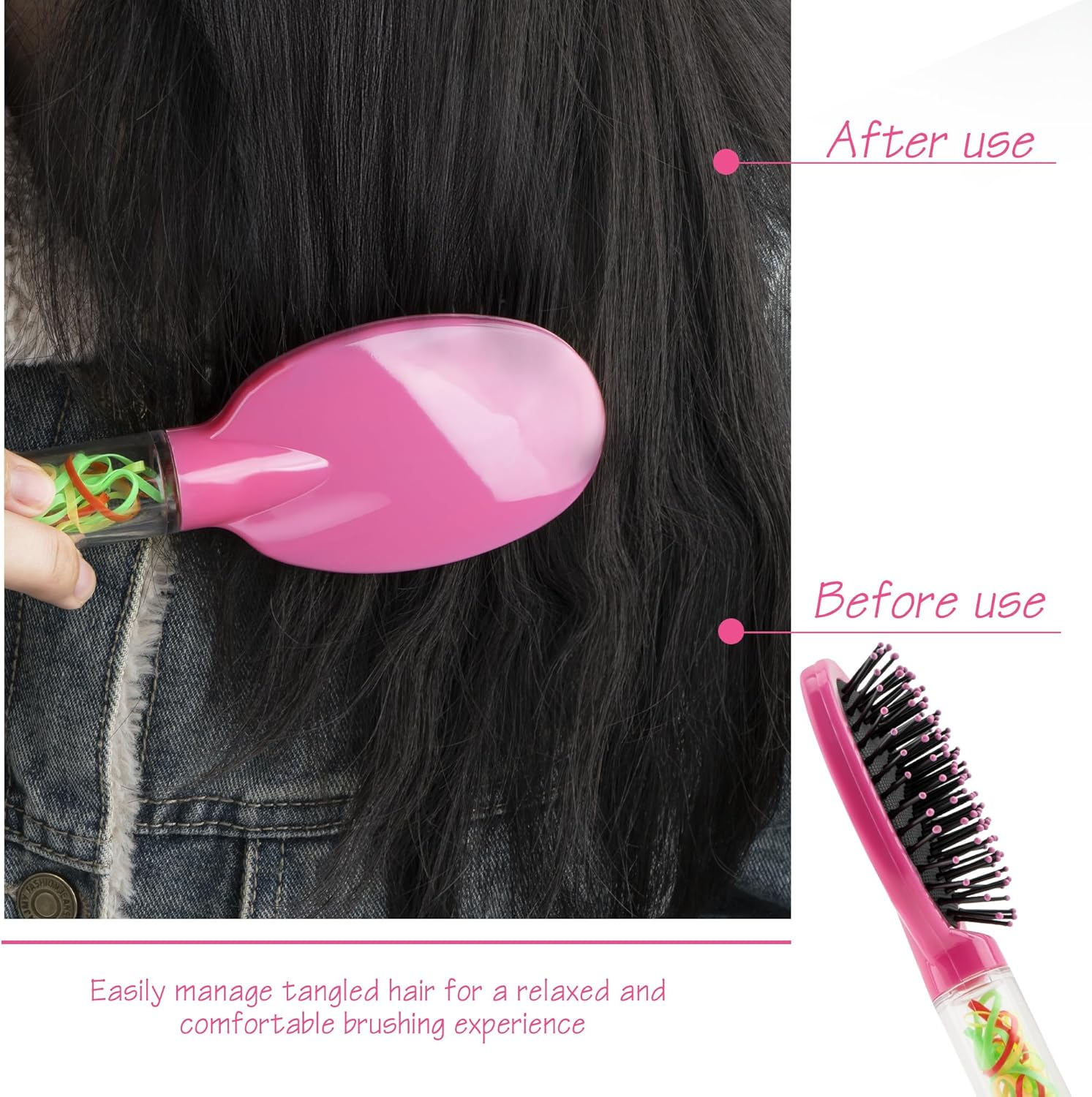 DODAMOUR Velvet Touch Paddle Cushion Hair Brush, Scalp Massage Paddle Brush, Detachable Handle for Hair Ties and Clips, Oval Scalp Massage Comb Ideal for Wet & Dry Hair (Magenta) image number 5