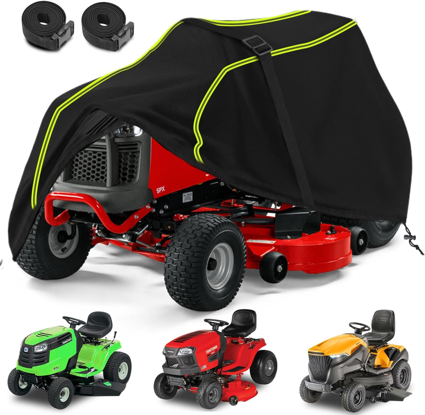 Riding Lawn Mower Cover &ndash; Ride on Mower Cover with 4000Mm Waterproof Rating & Uv-Resistant, Mower Cover Fits Decks up to 110Cm, Lawn Mower Cover with Windproof & Tear-Resistant | with Storage Bag. image number 4