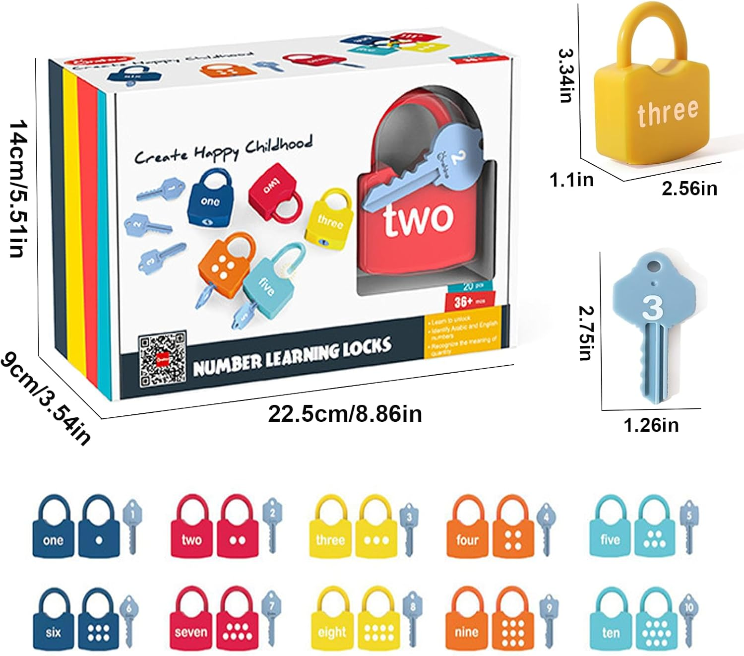 20PCS Kids Learning Locks with Keys Numbers Matching & Counting Montessori Educational Toys for Ages 3 Yrs+ Boys and Girls Preschool Games Gifts image number 4